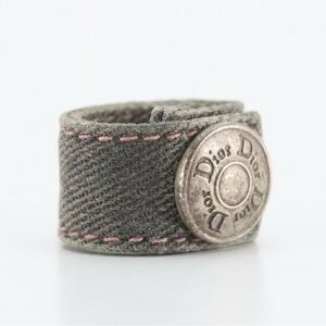 Rare!  Dior Denim Snap Ring with Pink Topstitching
